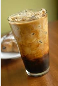 Cold coffee with ice cream - Georgian dish at Tbilisuri Ezo restaurant in Tbilisi }}