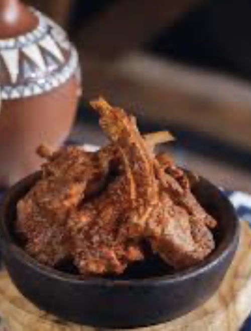 Veal ribs in adjika at Tbilisuri Ezo Georgian restaurant in Tbilisi }}